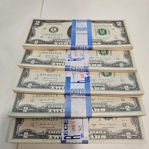 1976 to 2017 United States 2 dollar bill uncirculated notes.  20 notes