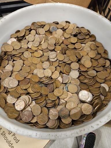 Wheat penny by the POUND 1909-1958... with Indians