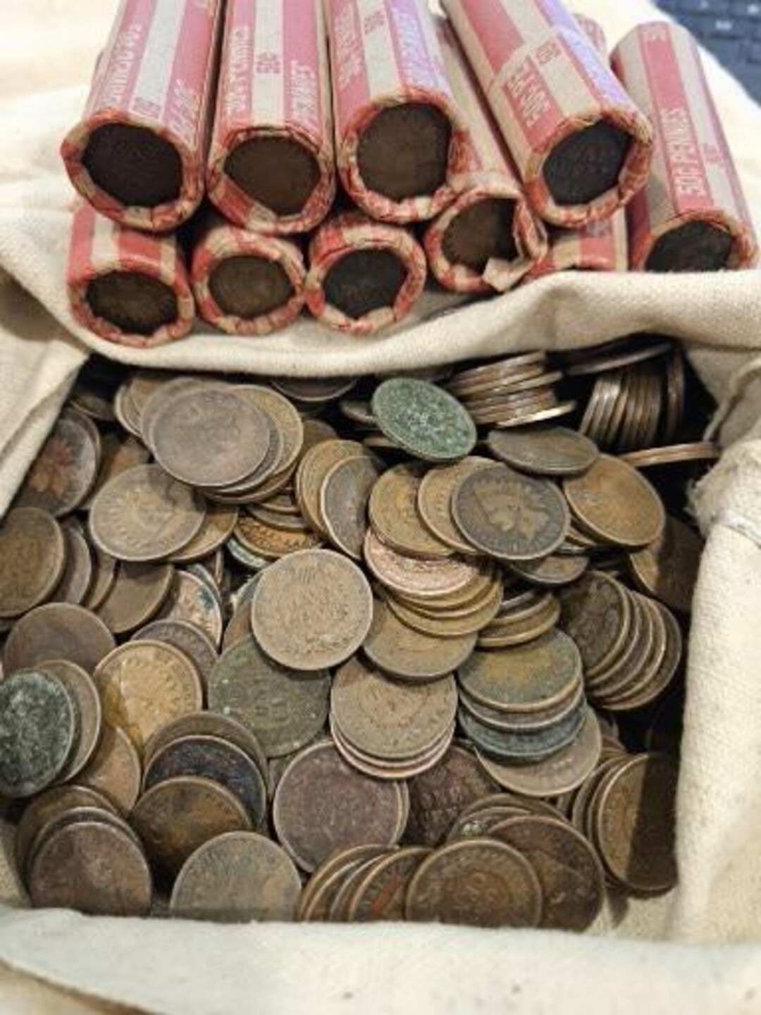 SEALED WHEAT PENNY MIX SHOTGUN ROLL WITH INDIAN HEAD CENT / BU ENDER 50