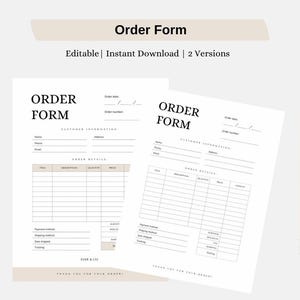 Editable Business Order Form Template, Small Business Order Invoice, Customizable Order form, Digital Download