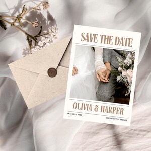 Save the Date Hochzeitseinladung, minimalistische Hochzeitseinladung, einfache bearbeitbare Einladungsvorlage, personalisierte Fotoeinladung