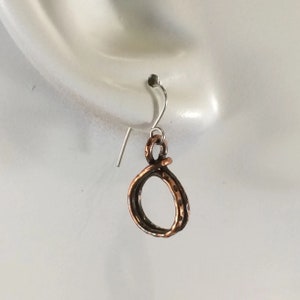 Boho, Rustic Small Copper Double Hoop Earrings, Boho Jewelry