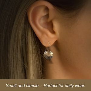 Small, 1/2 inch Hammered Copper Disc Earrings, Rustic, Everyday Earrings