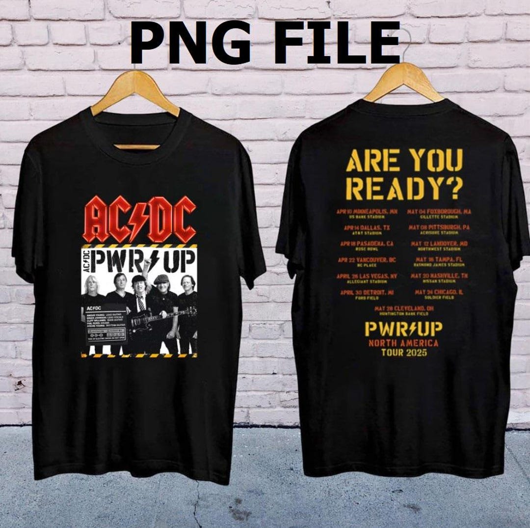 ACDC Pwr up World Tour 2025 Digital File, Rock Band ACDC Tour 2025 Png ...