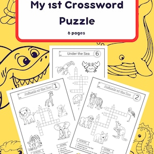Kids Crossword Puzzle Pages x 6
