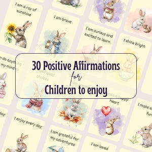 Tarjetas de Afirmaciones Positivas para Niños que incluyen Conejos