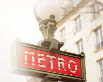 Paris Photography Print, Metro Sign in Place des Vosges, Travel and Landscape Photography