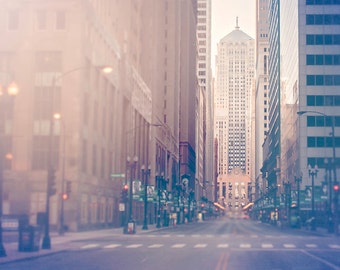 Chicago Board of Trade | Goddess Ceres | Chicago photography | art print | urban home decor | indigo, creme, beige | art for walls | skyline