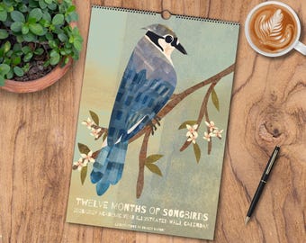 Illustrated Songbirds 2026/2027 Academic Year Wall Calendar, Gifts for Nature Lovers, Bird Watchers
