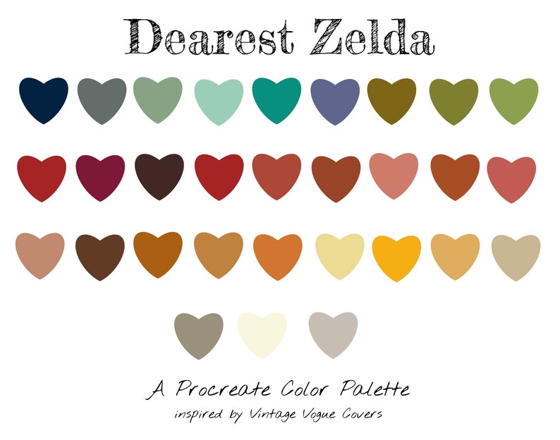 Procreate Color Palette Dearest Zelda Color Swatches Etsy