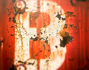 Urban Art, Photography, Color Orange, Chicago street photography, abstract, letter B, wall art print, home decor, urban decay, typography