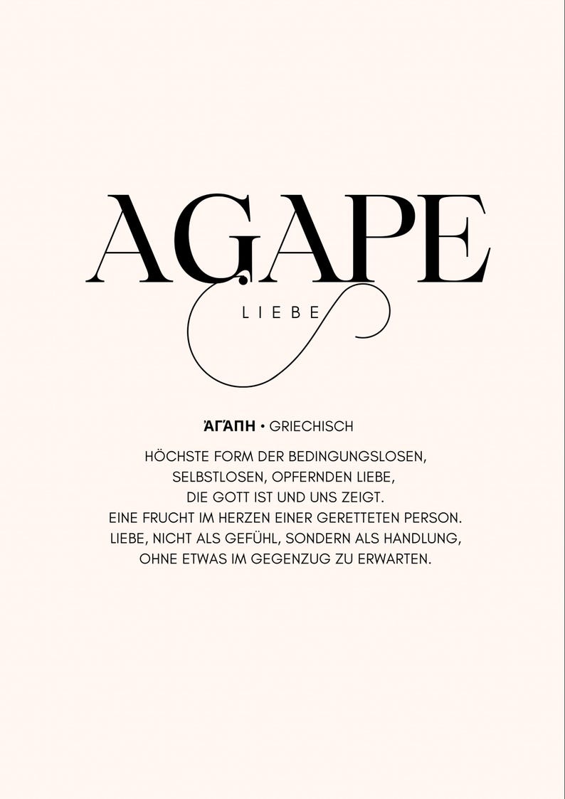 Minimalistisches Christliches Poster – ‘agape Liebe’ Mit Griechischer ...