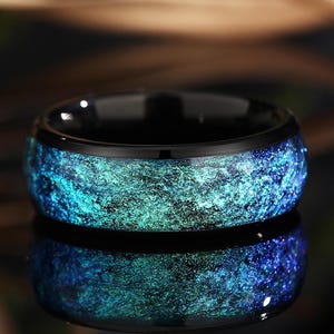 Galaxy Mens Wedding Band: Black Titanium Ring, 8mm