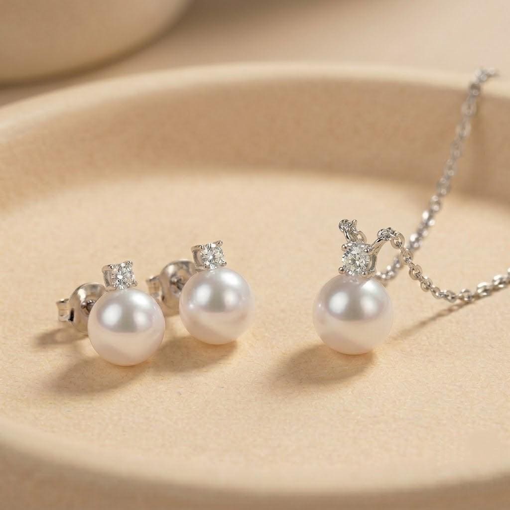 Pearl Necklace And Stud Set