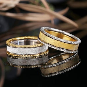 Couples Ring Set, His and Hers Wedding Bands, 925 Sterling Silver Matching Couple Rings, Engagement Ring for Women.