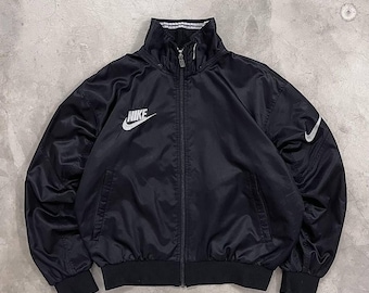 Vintage 90s Nike Sportswear Jacket – Boxy Fit, Black Large (Tag Cut)