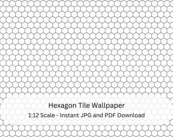 Miniature 1:12 Scale Dollhouse White Hexagon Tile (Digital Download)