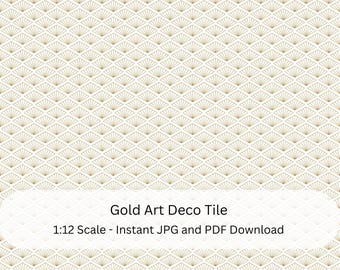 1:12 Scale Dollhouse Flooring - Gold Art Deco Tile (Digital Download)
