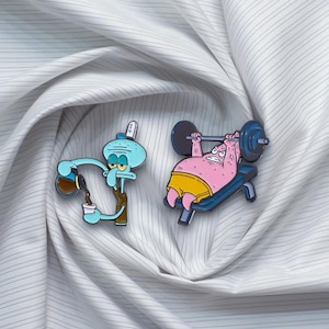 Inktvis Patrick Meme Cartoon emaille pins Lot 2x leuke grappige pins set