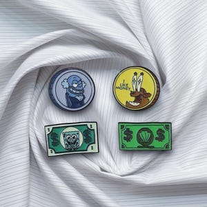 Spons dollarbiljet cartoon emaille pin veel 4 x leuke grappige pins set