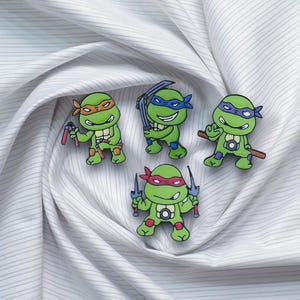 Turtles Cartoon Enamel Pin Lot 4x Cute Funny Pins Set