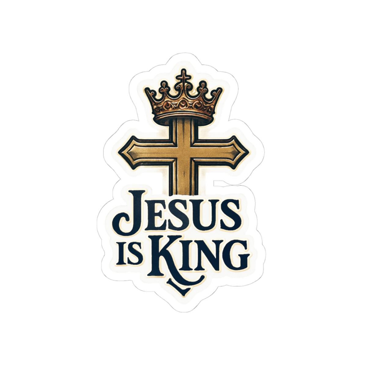 Religious Jesus is King Stickers, Christian Faith Cross Crown Bible ...