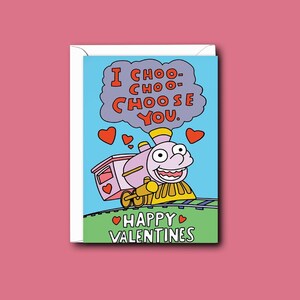 I Choo Choo Choose You Walentynkowa karta, Karta rocznicowa, Karta miłosna, Karta okolicznościowa 5x7 dla niego, jej męża, chłopaka, dziewczyny
