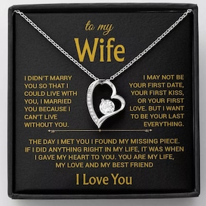 Collar para mi esposa con tarjeta de mensaje, regalo para la esposa del esposo, regalo de aniversario para la esposa, regalo sentimental para la esposa, regalo de cumpleaños para la esposa