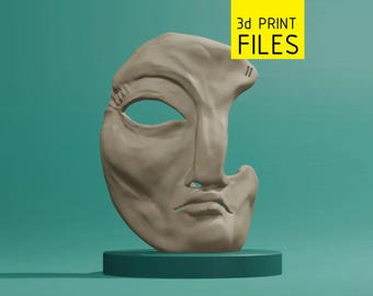 MÁSCARA inspirada en Hannah Hoch: archivos STL y 3mf para impresoras 3D