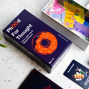 Jeu d'hameçonnage Phood For Thought, Cartes d'hameçonnage, Cadeau d'hameçonnage, Art d'hameçonnage, Art phan, Donuts d'hameçonnage, Cartes à jouer d'hameçonnage
