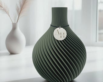 Vase "VELA" inkl. Inlay, schwungvoll & nachhaltig. Wohnzimmer-Deko für Trockenblumen, frische Blumen oder als Design-Objekt.