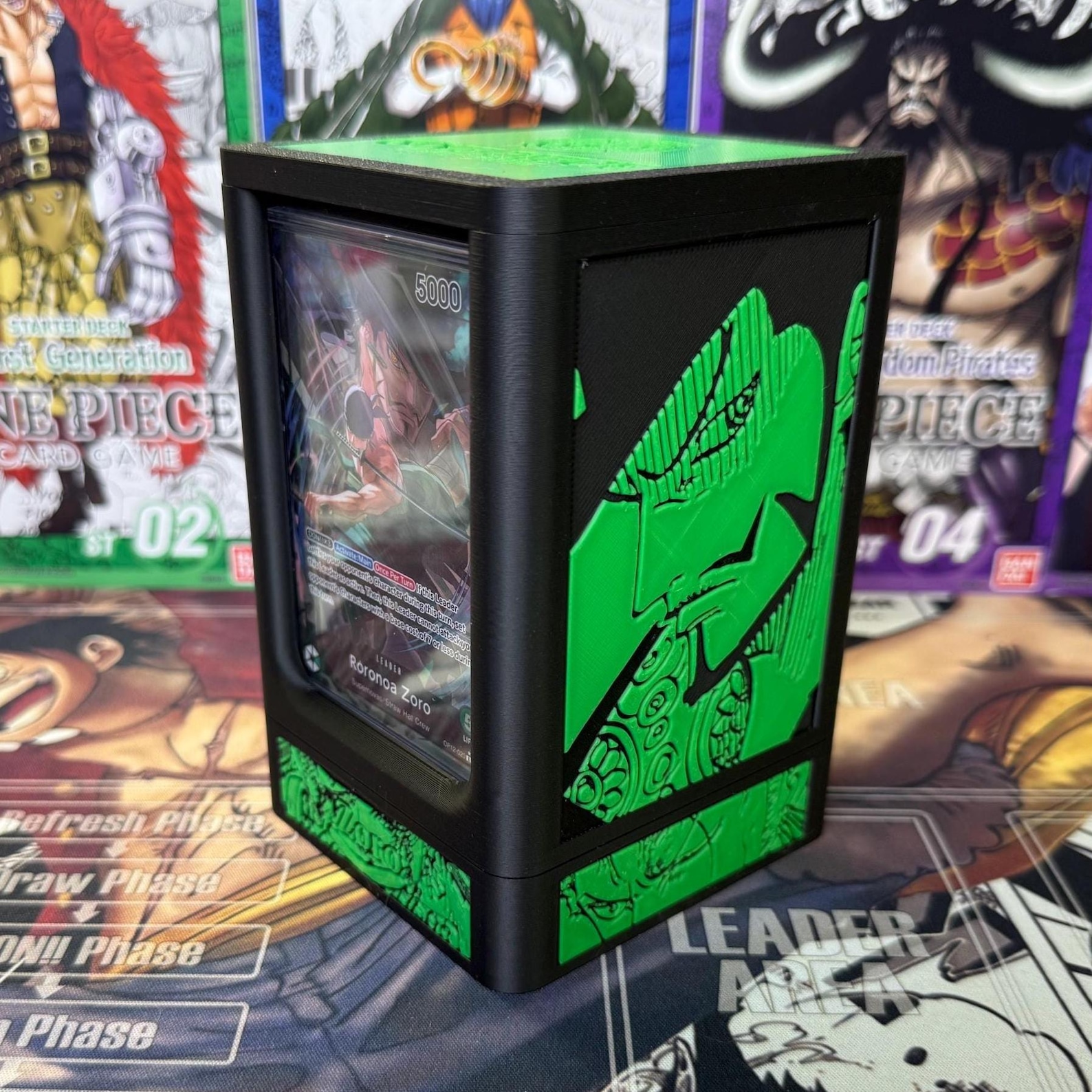 OPTCG Zoro Themed Double Windowed Display Deck Box With DICE ...