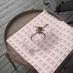 Pink Bow Wrapping Paper, Pink Bow Gift Wrap, Gift Wrapping Supplies, Birthday Wrapping Paper,  Wrapping Paper, Pink Bow Print