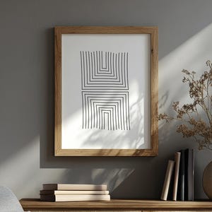 Minimalist Geometric Line Art Print, Abstract Shapes Wall Decor, Modern Line Drawing, Digital Download, Printable Art
