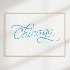Chicago, Illinois Print: Minimalist Script, City Home Decor (Digital Download)