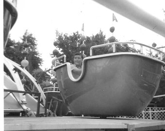 Vintage Photo - Boy on Amusement Ride - Boat - 1960s