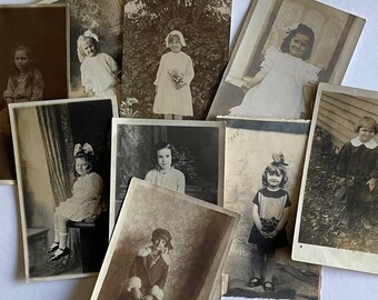 Vintage Photo Lot - 6 Real Photo Postcards - RPPC - Girls - 1900s