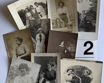 Vintage Photo Lot - 9 Original Real Photo Postcards (RPPC) - Women - Early 1900s