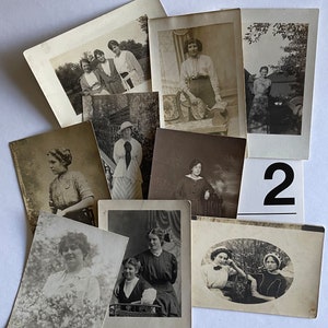 Vintage Photo Lot - 9 Original Real Photo Postcards (RPPC) - Women - Early 1900s