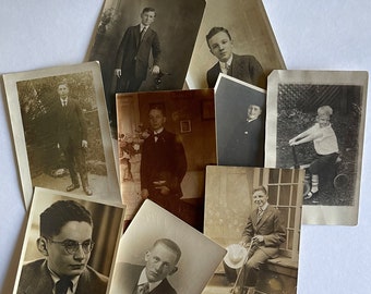 Vintage-Fotoposten – 9 originale echte Fotopostkarten (RPPC) – Jungen – Anfang des 20. Jahrhunderts