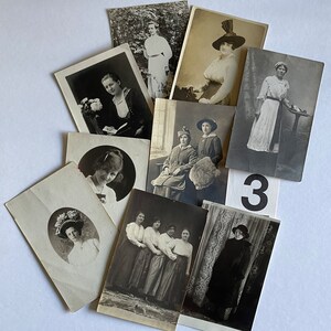 Vintage Photo Lot - 9 Original Real Photo Postcards (RPPC) - Women - Early 1900s