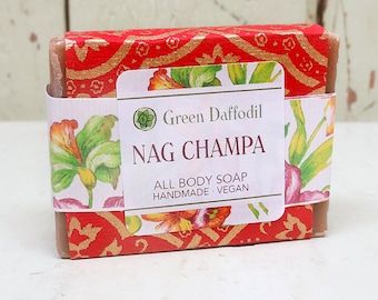 Nag Champa Bar of Soap - Green Daffodil - Indian Incense - Hippie