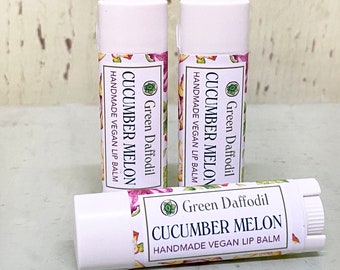 Cucumber Melon Lip Balm Tube- Vegan - Green Daffodil - Moisturizer - Clean Fresh