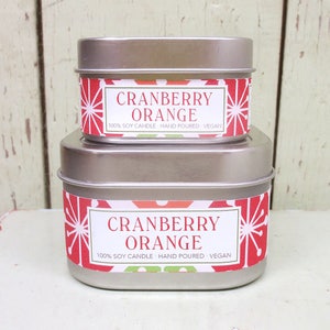 Cranberry Orange Soy Candle 4 oz. - Green Daffodil - Christmas - Travel Size - Stocking Stuffer