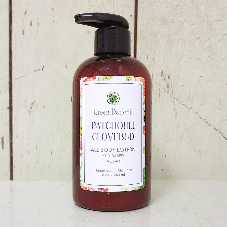 Patchouli Clovebud Soy Hand & Body Lotion Green Daffodil VEGAN Pump Bottle Essential Oil Etsy