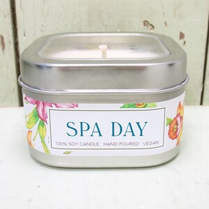 Spa Day Soy Candle 8 oz. Green Daffodil Relax Soothe Fresh Clean image 1