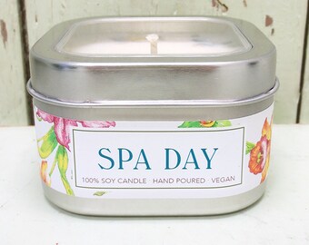 Spa Day Soy Candle 8 oz. - Green Daffodil- Relax - Soothe - Fresh - Clean