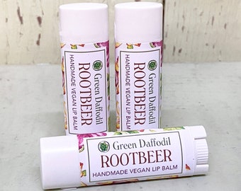 Rootbeer Lip Balm Tube- Vegan - Green Daffodil - Kid Favorite -  Moisturize