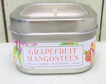 Grapefruit Mangosteen Soy Candle 8 oz. - Green Daffodil - Tropical Fragrance - Fruity