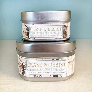 Cease & Desist Citronella Bug Repellent Soy Candle 8 oz. Green Daffodil Handpoured Mosquito Repellent image 2